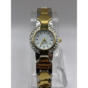 Blair Women's Quartz Watch Two‎ Tone Band Rhinetone Bezel- New Battery